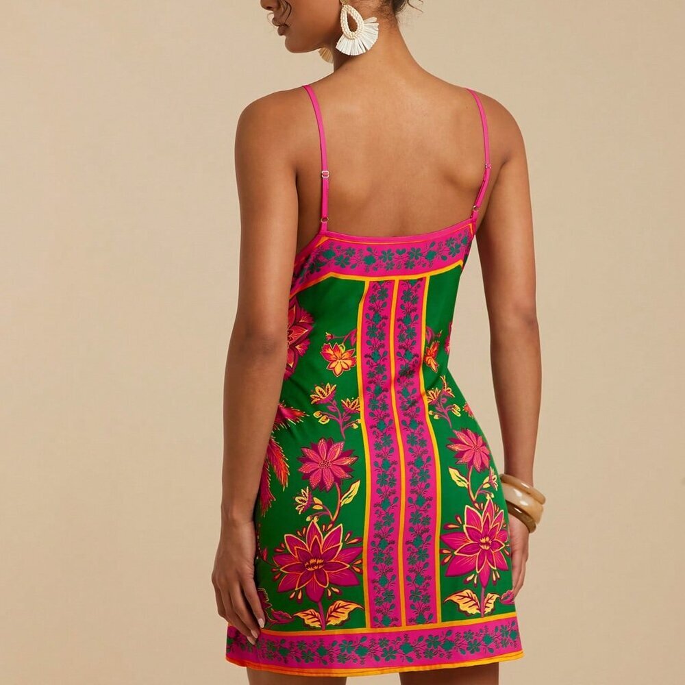 Multicolor Boho Women's Floral Wrap Dress - Picture 2 of 6